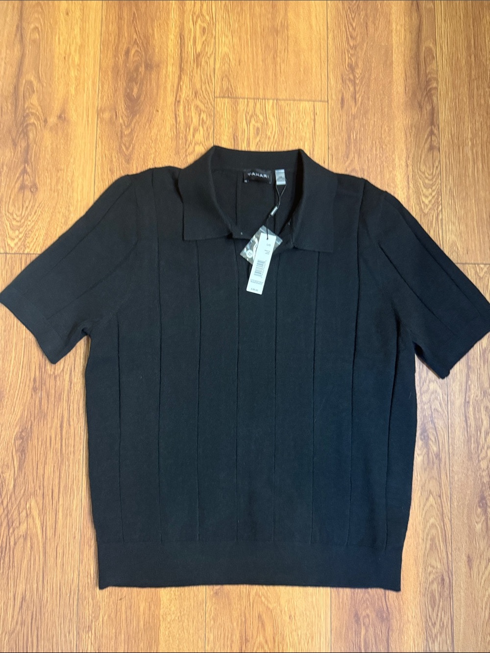 Tahari Black Short-Sleeve Polo Sweater